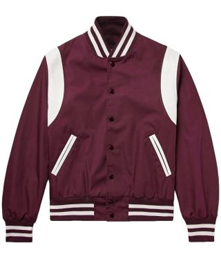 Varsity Satin jacket Mahroon Single stripe